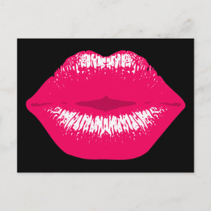 Pinker Kussmund Lippenstiftabdruck Valentinstag Postcard