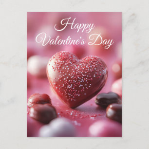 Pinkes Schokoladen Herz Valentinstag Postcard