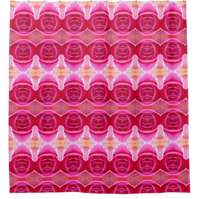 Pinkey Rose Ikat Shower Curtain (Front)