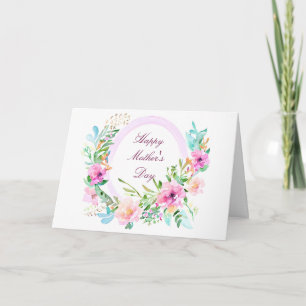 Pinkfloral circle custom Mother's Day Holiday Card