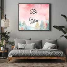 PinkFrosted watercolor Motivational quote Wall Art