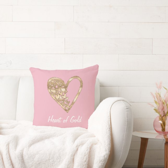 PinkHeart of Gold Cushion (Couch)