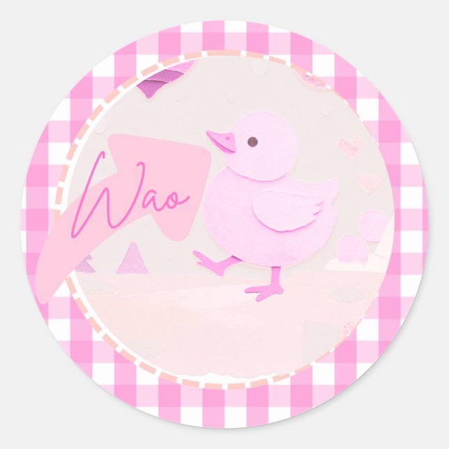 Pinki chik classic round sticker (Front)