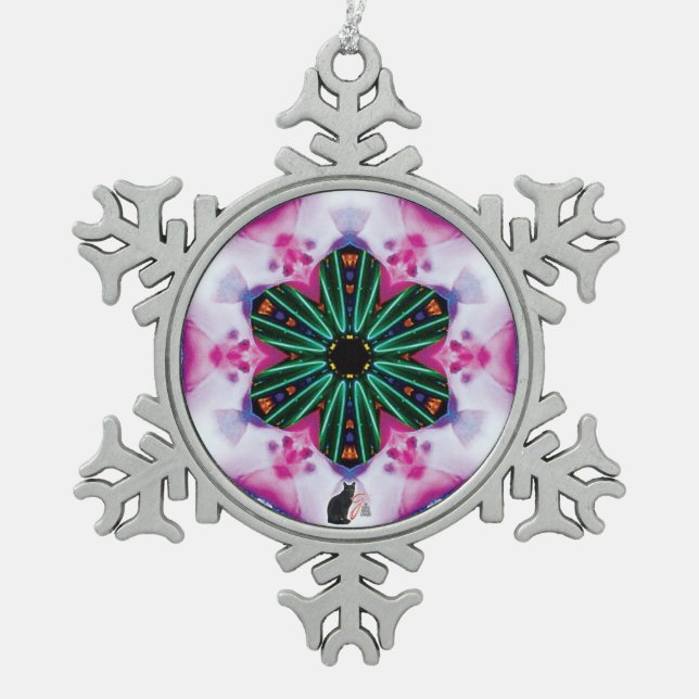 Pinkie Kaleidoscope Snowflake Ornament (Front)