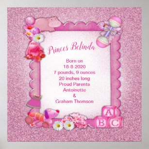 Pinkie-Rose New Baby Girl Photo frame Poster