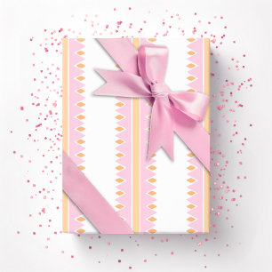 Pinking Stripe in Pink and Orange Wrapping Paper