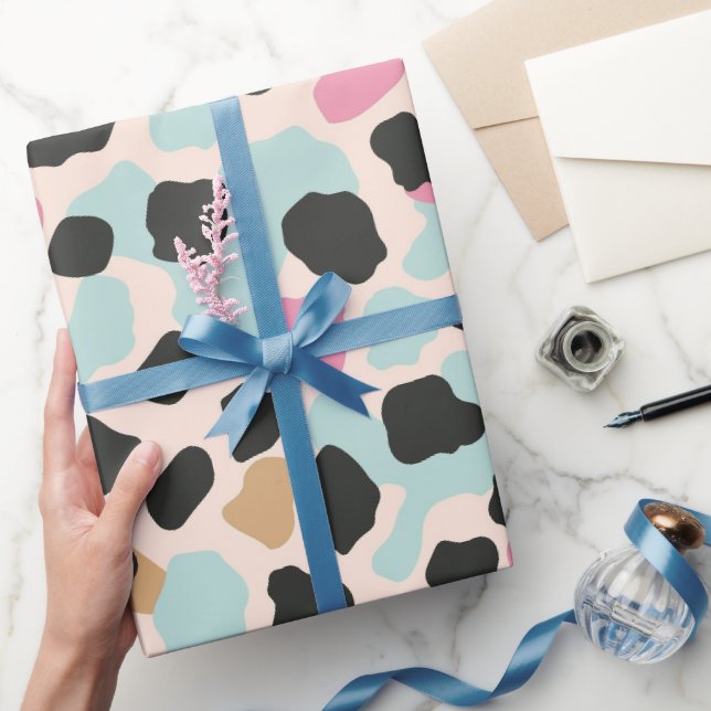 Pinkish Blue Pastel Leopard Spots Wrapping Paper (Gifting)
