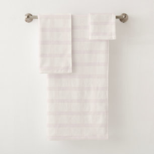 Pinkish Champagne And Creamy White Gingham Pattern Bath Towel Set