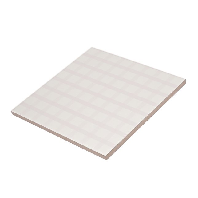 Pinkish Champagne And Creamy White Gingham Pattern Tile (Side)