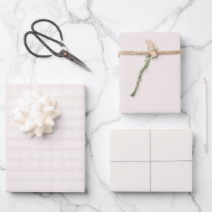 Pinkish Champagne And Creamy White Gingham Pattern Wrapping Paper Sheet