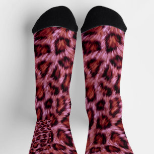 pinkish cheetah print socks