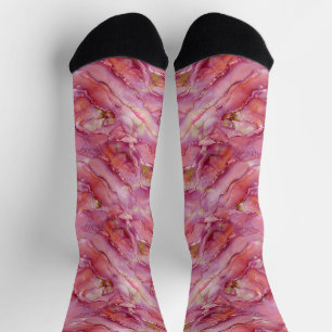 Pinkish Flowing Marble Socks
