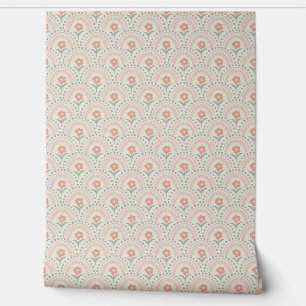 Pinkish Grey Floral Pattern Wallpaper