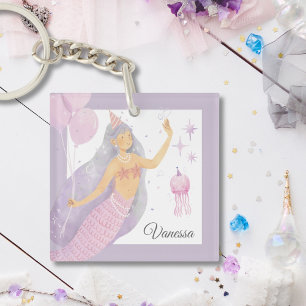 Pinkish Lavender Mermaid Party Adventure Key Ring