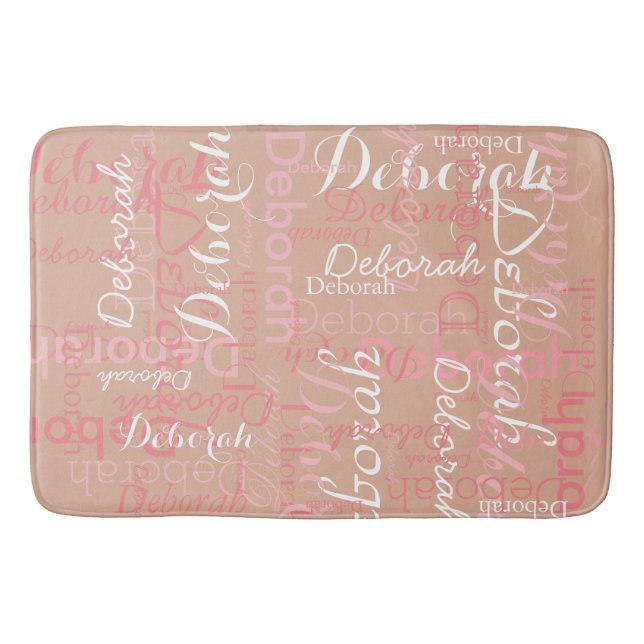 Pinkish Pink Rosy Name Bath Mat (Front)