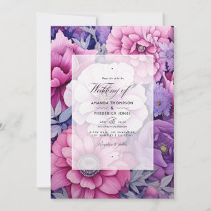 Pinkish Purple Floral Spring Wedding Invitation
