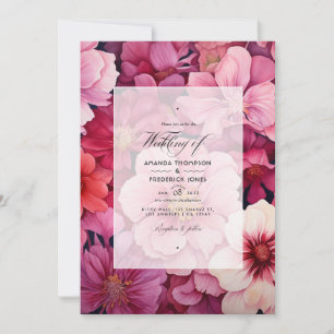 Pinkish Reds Floral Fall Wedding Invitation