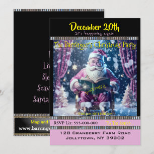Pinkish Santa Snow Day Christmas Party Invitation