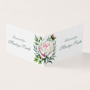 Pinkish White Peonies Wedding Name Place Card
