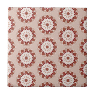 Pinkk and Burgundy Floral Mandala Pattern Tile