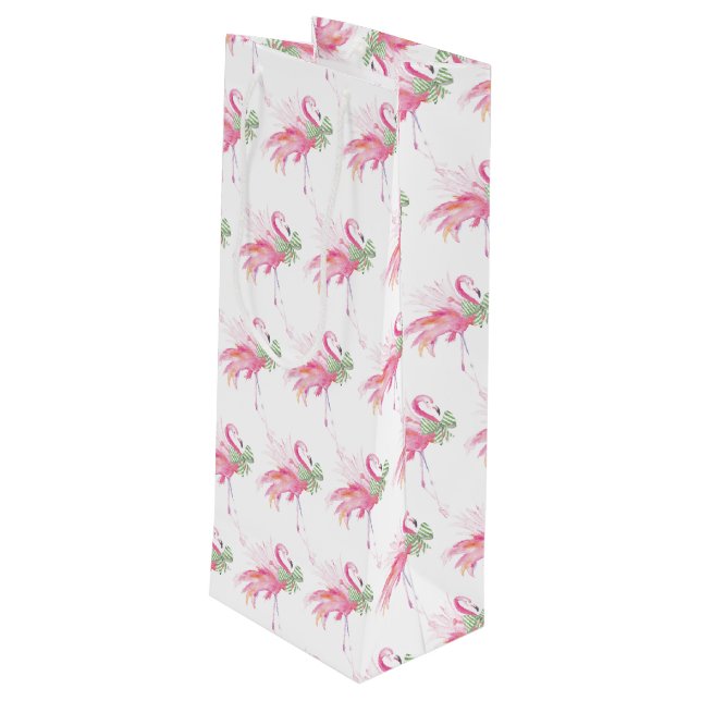 Pinkmas Flamingo Christmas Wine Gift Bag (Back Angled)