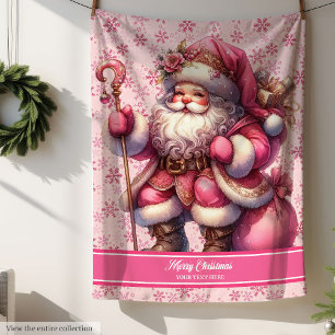 Pinkmas Santa Blanket Girls Personalized Cozy
