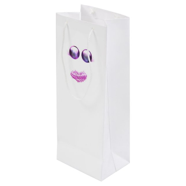 Pinkoween glitter ghost wine gift bag (Back Angled)