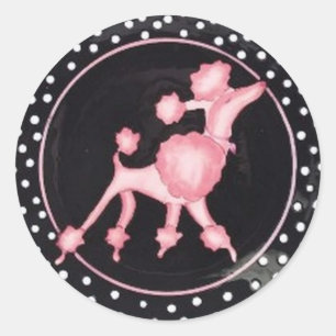pinkpoodlebg classic round sticker