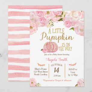 PinkPumpkin Baby Shower Invitation Gold Glitter