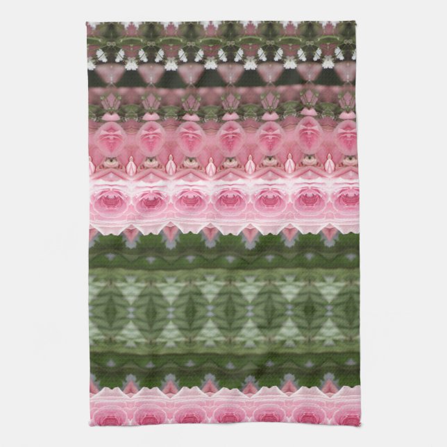 Pinks and Green Tea Towel (Vertical)