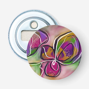 Pinks and Greens Button Bottle Opener (magnet)
