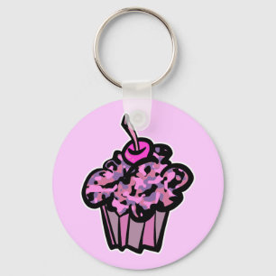 pinks and purples camouflage cupcake key ring