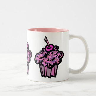 pinks and purples camouflage cupcake Two-Tone coffee mug