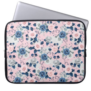 Pinks, Blues, and Grey Roses Laptop Sleeve