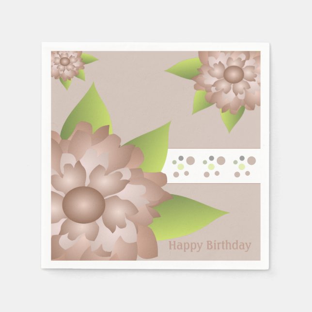 Pinks Brown And Lime Green Napkin (Front)