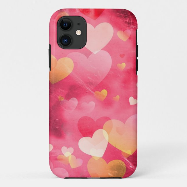 Pinks Hearts iPhone 11 Cases (Back)