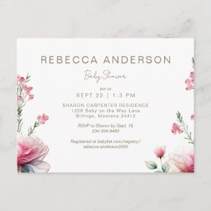  Pinks in Bloom Baby Shower Invitation Postcard