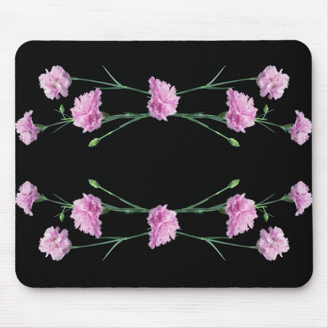 Pinks on Black Mouse Mat (Front)
