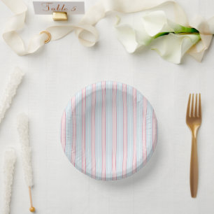 Pinks, Pastel Blue, White, Stripes Paper Plate