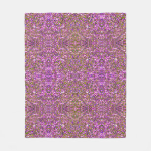 Pinks purples and greens foliage pattern fleece blanket
