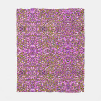 Pinks purples and greens foliage pattern fleece blanket