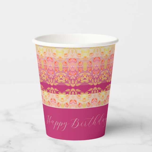 Pinks Stripes And Pattern Paper Cups (Front)