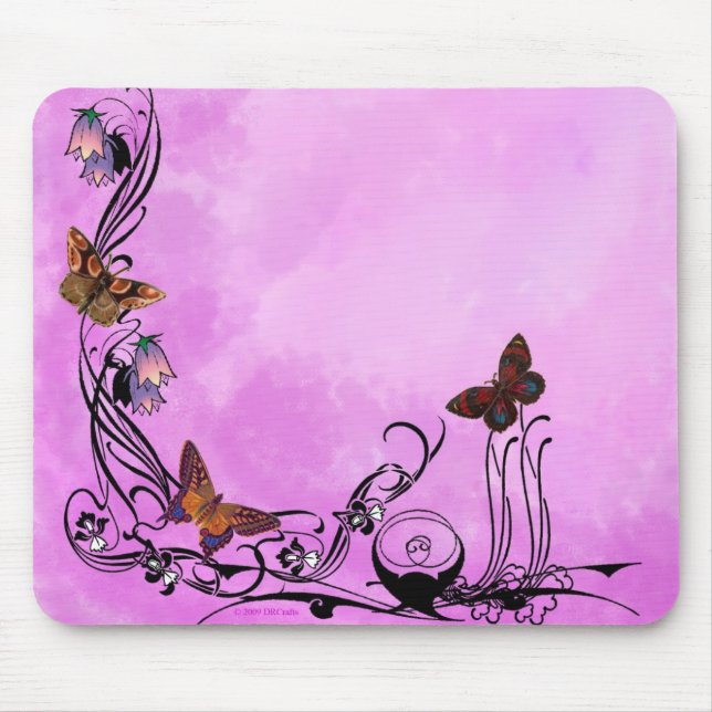 Pinks with butterflies mouse mat (Front)