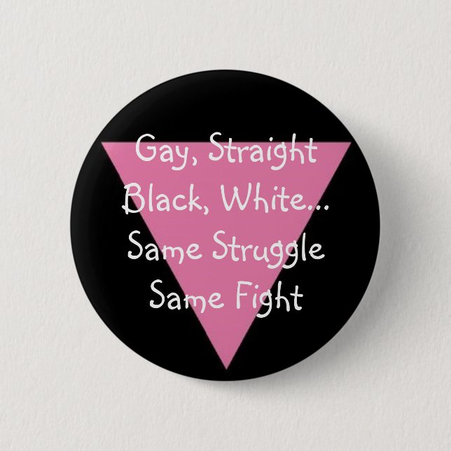 PinkTriangle, Gay, Straight Black, White... Sam... 6 Cm Round Badge (Front)