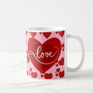 pinky and red hearts with love word design for you coffee mug