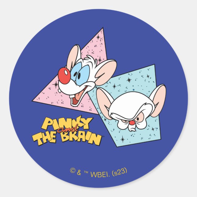 Pinky and the Brain | Retro Character Graphics Classic Round Sticker (Front)