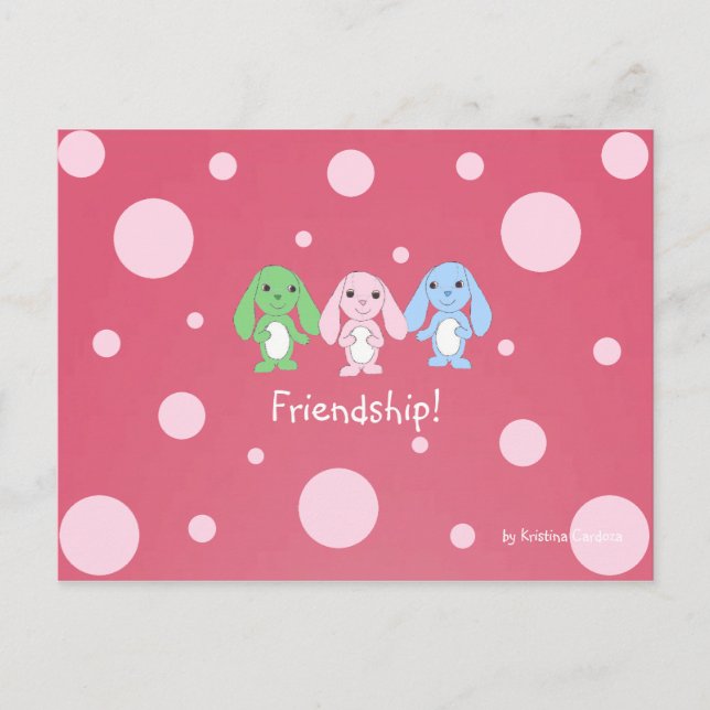 Pinky Bunny & Friends Postcard (Front)
