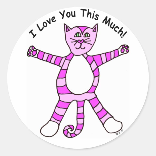 Pinky Cat "I Love You This Much" Sticker (Front)