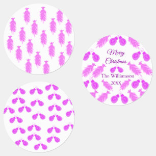 Pinky christmas retro add name text year bells tre