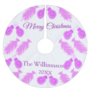 Pinky christmas retro add name text year bells tre brushed polyester tree skirt